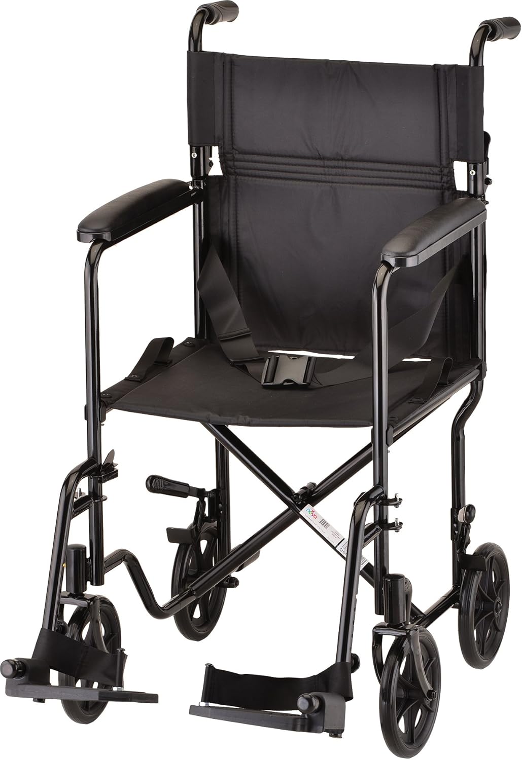NOVA Medical Products Steel Transport Chair, (24.8X 0.24x 3.89), Black, 1 Count