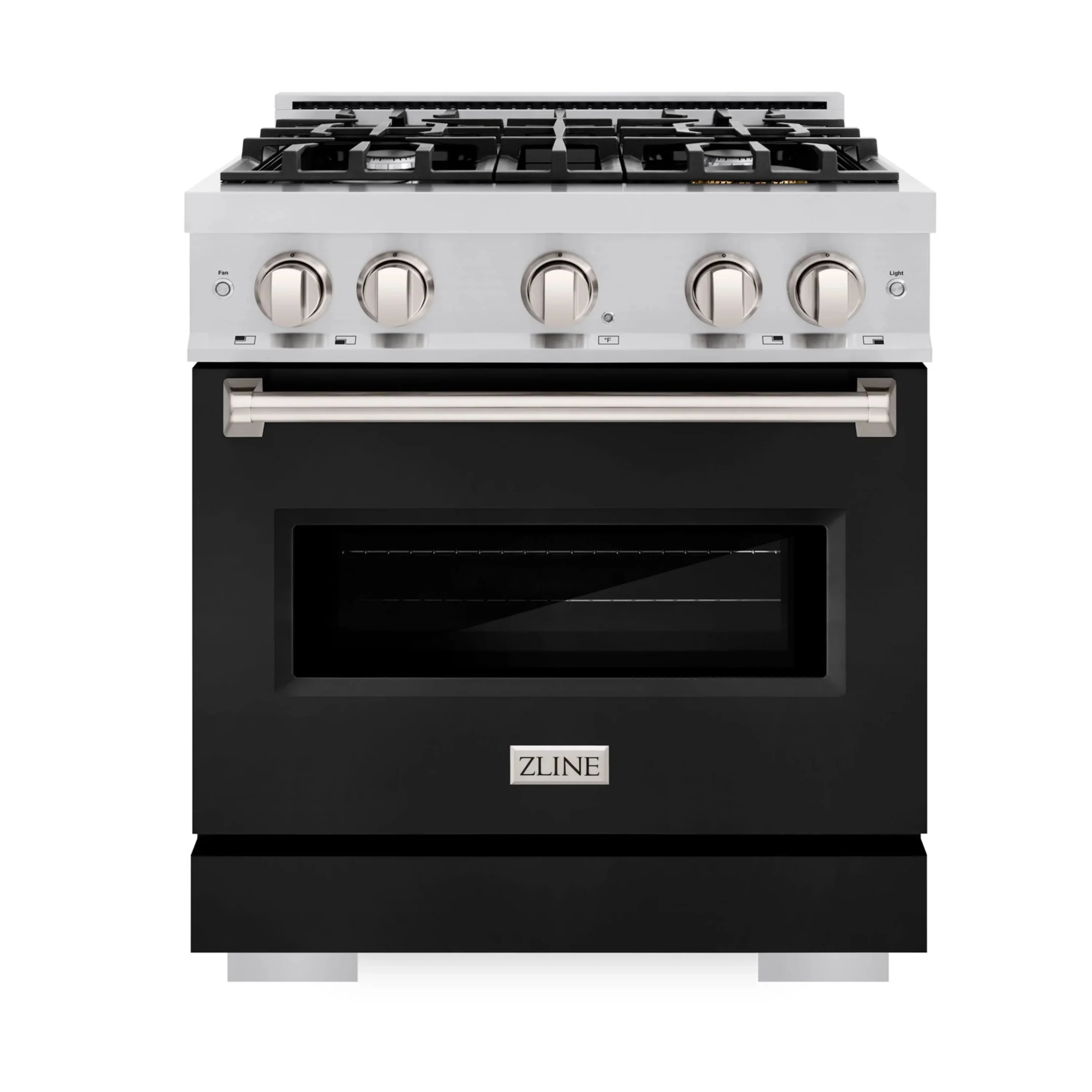 ZLINE 30-Inch Classic Series Dual Fuel Range with 4 Gas Burner Cooktop and 4.2 Cu. Ft. Electric Convection Oven in Stainless Steel with Black Matte Door (CDR-BLM-30)