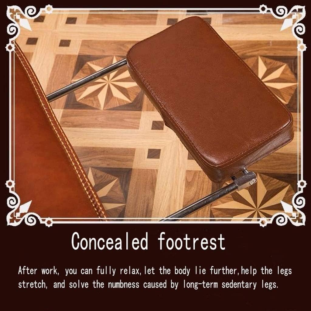 High-Back Leather Executive Swivel Adjustable Swivel Office Desk Chair with Armrests Lumbar Support Desk Ergonomic Chair Leather Business Backrest Chair Ergonomic Design Office Chair (Coffee )