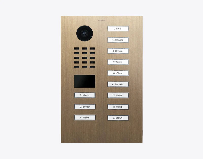 DoorBird D2112V IP Video Door Station, 12 Call Buttons in Real Burnished Brass