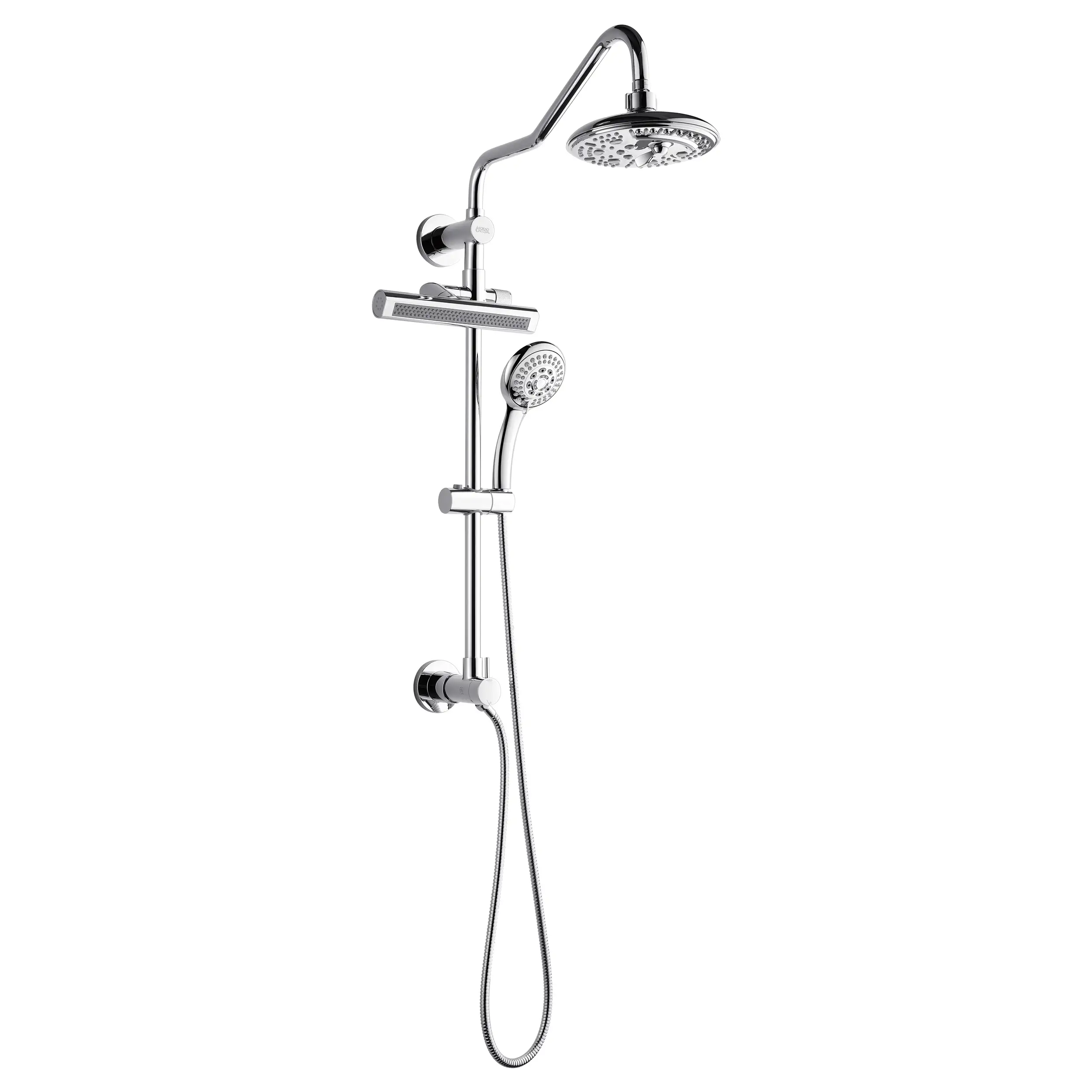 Forno Acqua Fall 8-Inch Overhead Rainfall Shower with 2.5 GPM Flow Rate, Handheld, 7 Way Diverter, Body Jets in Polished Stainless Steel (SCW2CP-C2)