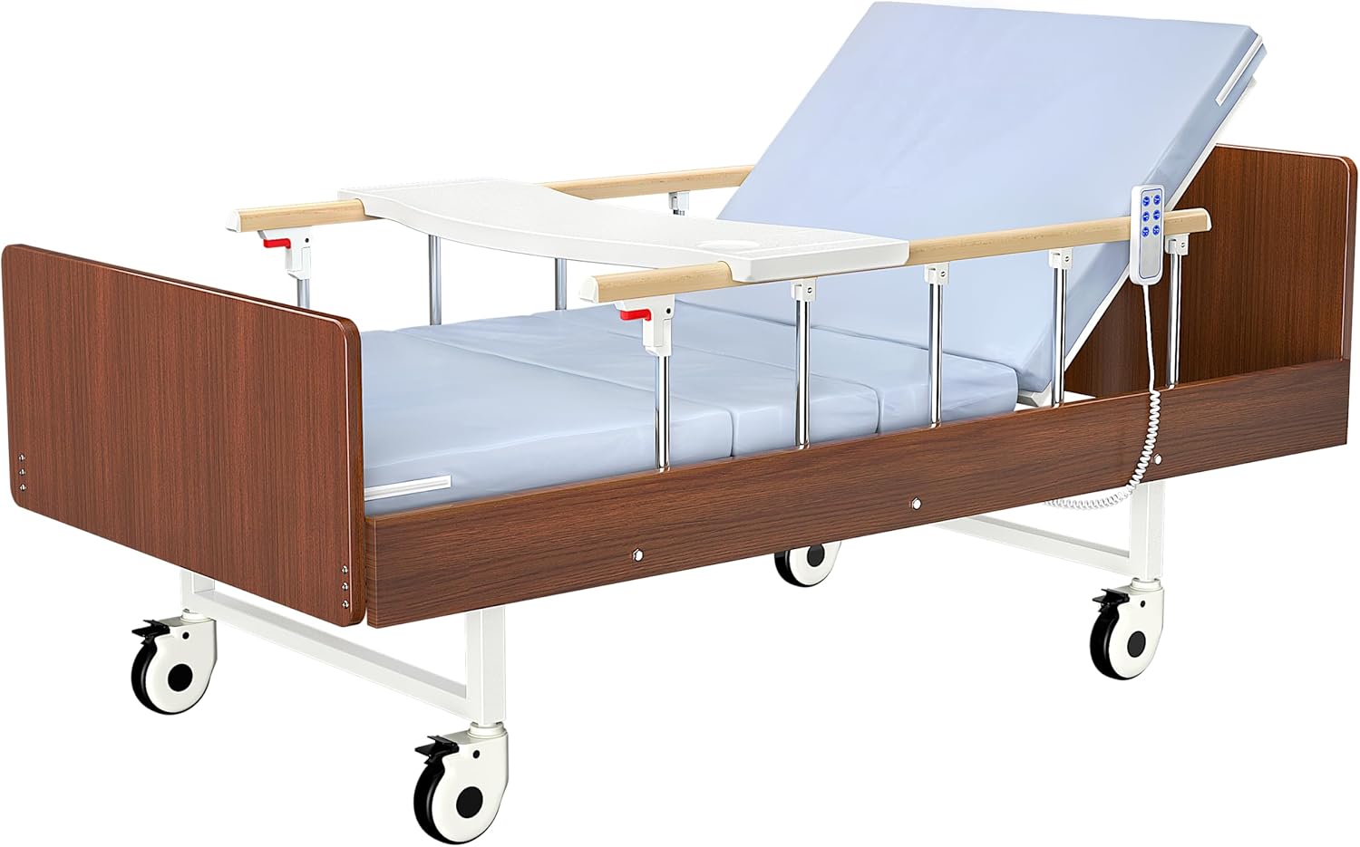 Fully Electric Hospital Bed for Home Use with Premium Mattress and Rails, Adjustable Bed, HomeCare Hospital Beds Set
