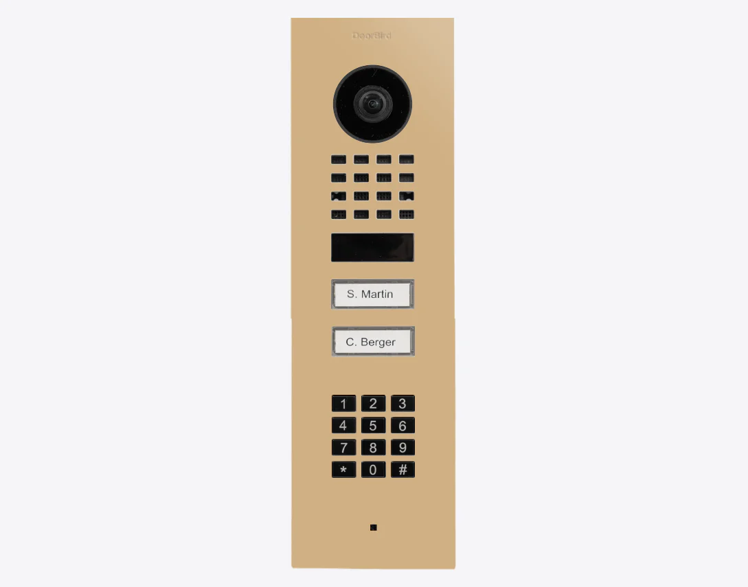 DoorBird D1102KV Flush Mount IP Video Door Station, 2 Call Button in Beige, RAL 1001