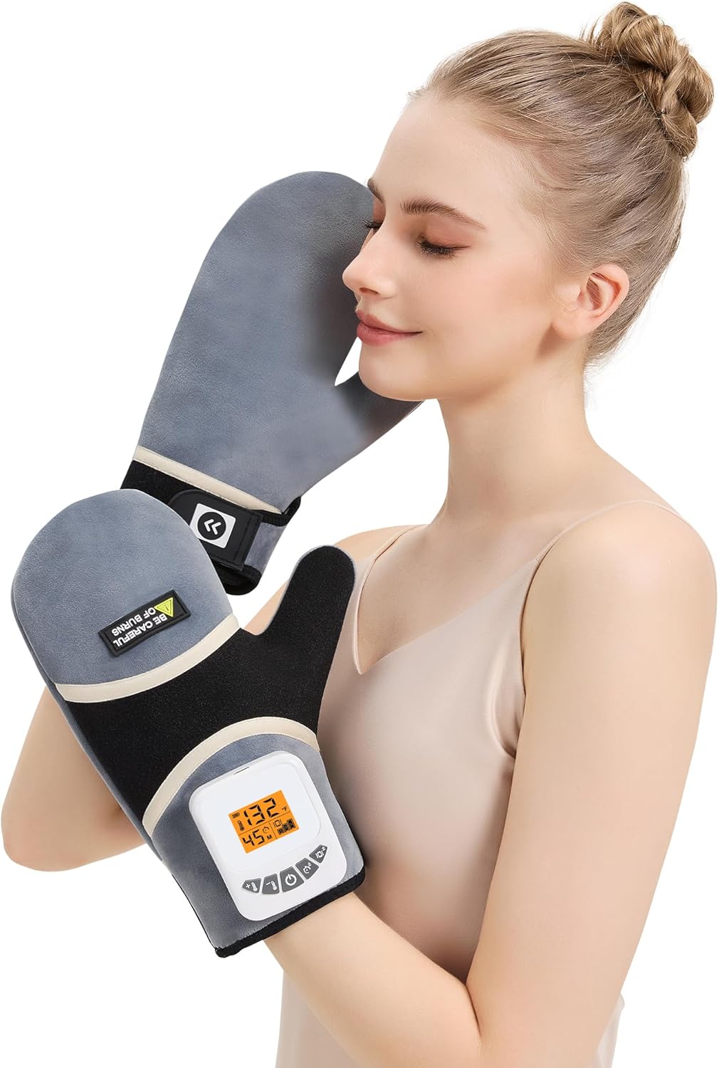 AOBOCO Hand Mssager for Arthritis and Carpal Tunnel - Cordless Hand Heating Pads with 5000mAh Rechargeable, Portable Heated Gloves for Women Men, 104℉-140℉ Heat Levels, 3 Vibration Modes