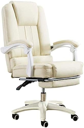 Executive Swivel Office Desk Chair with Armrests Lumbar Support, Ergonomic, Comfortable, Sedentary, Game, E-sports, Swivel, Lift, Beige-With footrest