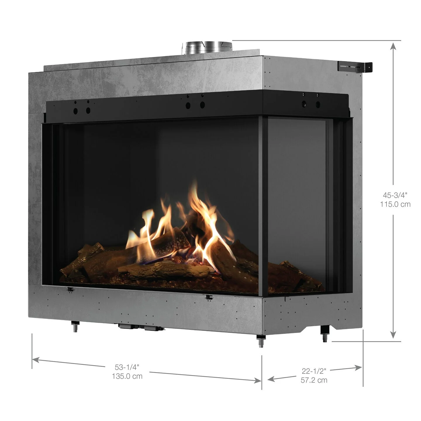 Faber MatriX Two-Sided Built-In Gas Fireplace, Right-Facing - 41-Inch x 26-Inch (FMG4726R)