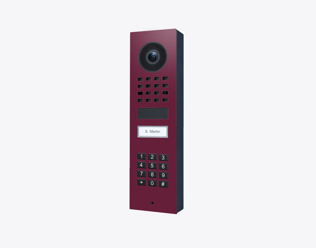 DoorBird D1101KV Surface-Mount IP Video Door Station, 1 Call Button in Claret Violet, RAL 4004