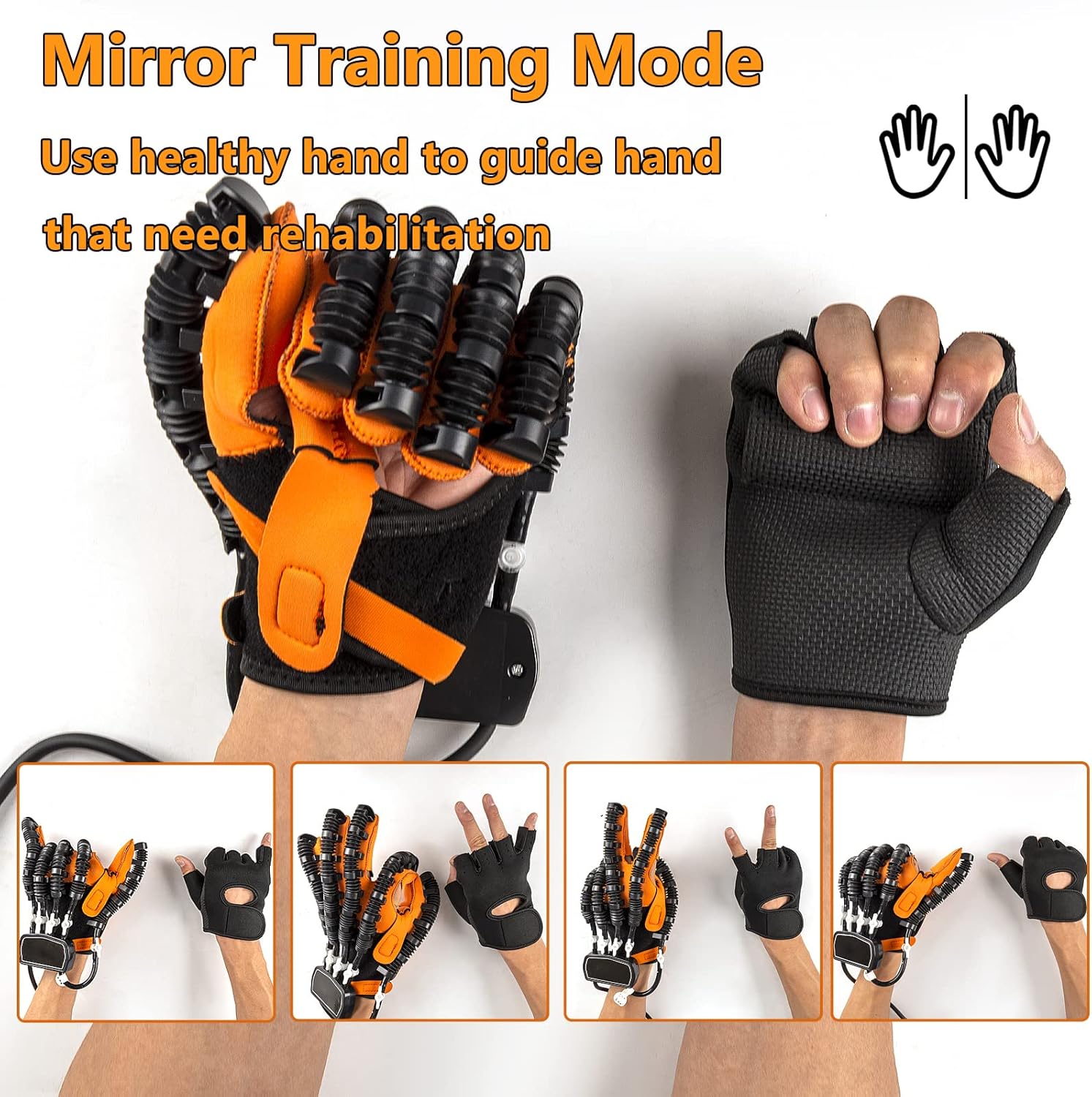 Rehabilitation Robot Gloves Flexion & Finger Exerciser Gloves Hand Strengthener Physical Therapy Equipment for Stroke Hemiplegia Hand Dysfunction Patient 9 Intensity Gears 3 Training Modes