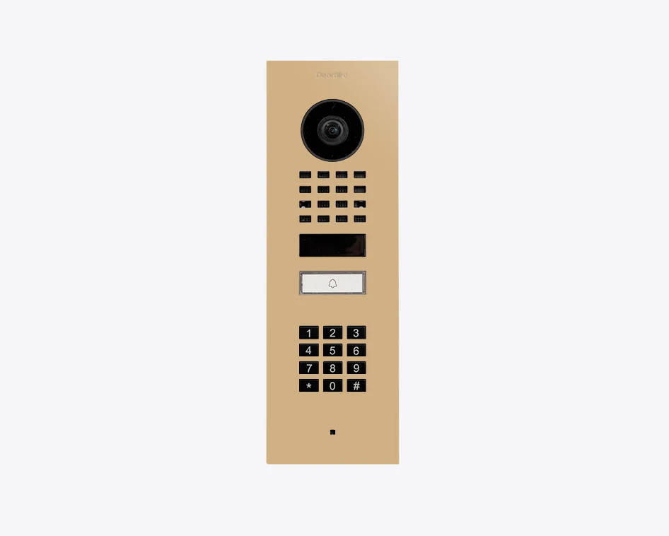 DoorBird D1101KV Flush Mount IP Video Door Station, 1 Call Button in Beige, RAL 1001