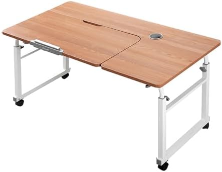 Adjustable Height Hospital Bed Table with Wheels Swivel Overbed Table for Home Use Laptop Desk for Bed Chair Cart Recliner Table for Hospital,Teak Color-Left-120cm/47.2in