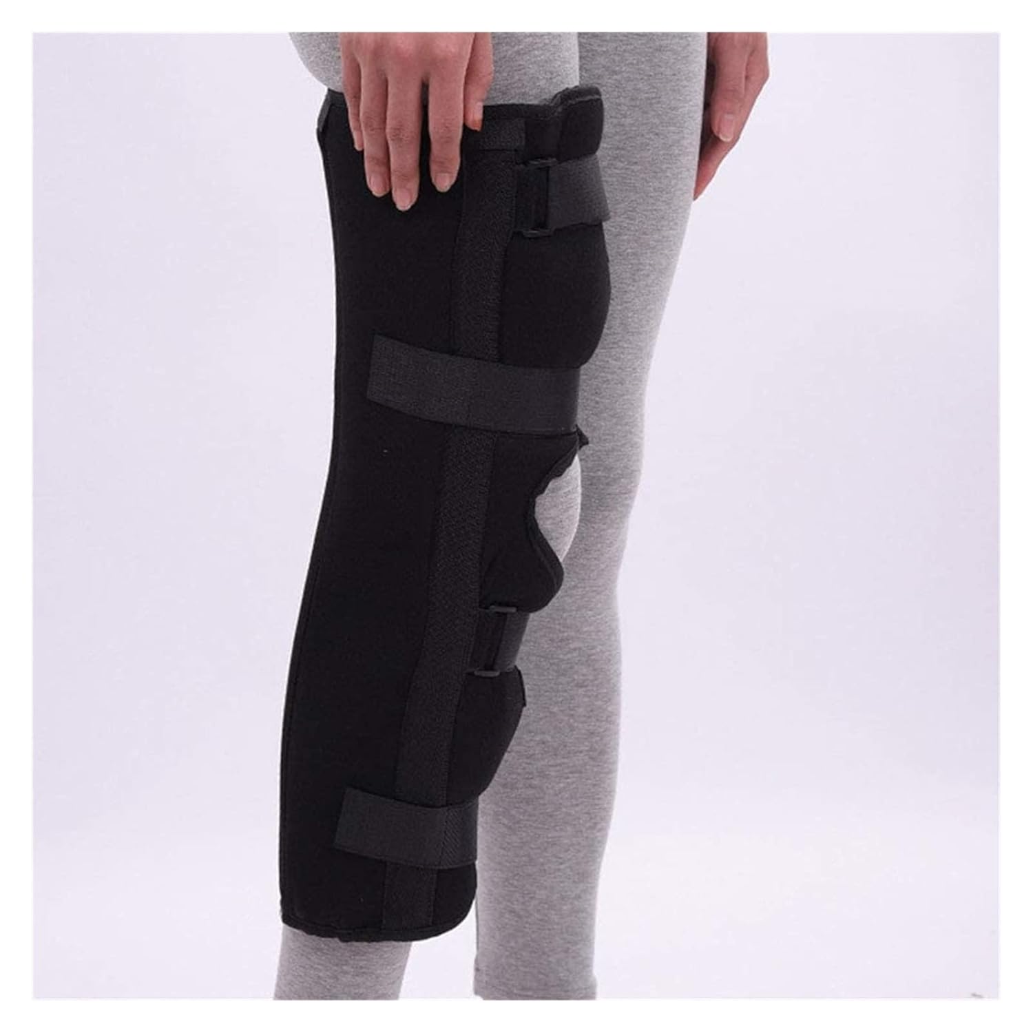 Adjustable Knee Brace Immobilizer Brace Post Op Immobiliser Knee Orthosis Before After Splint Used for Sciatica Relief (Black-Large