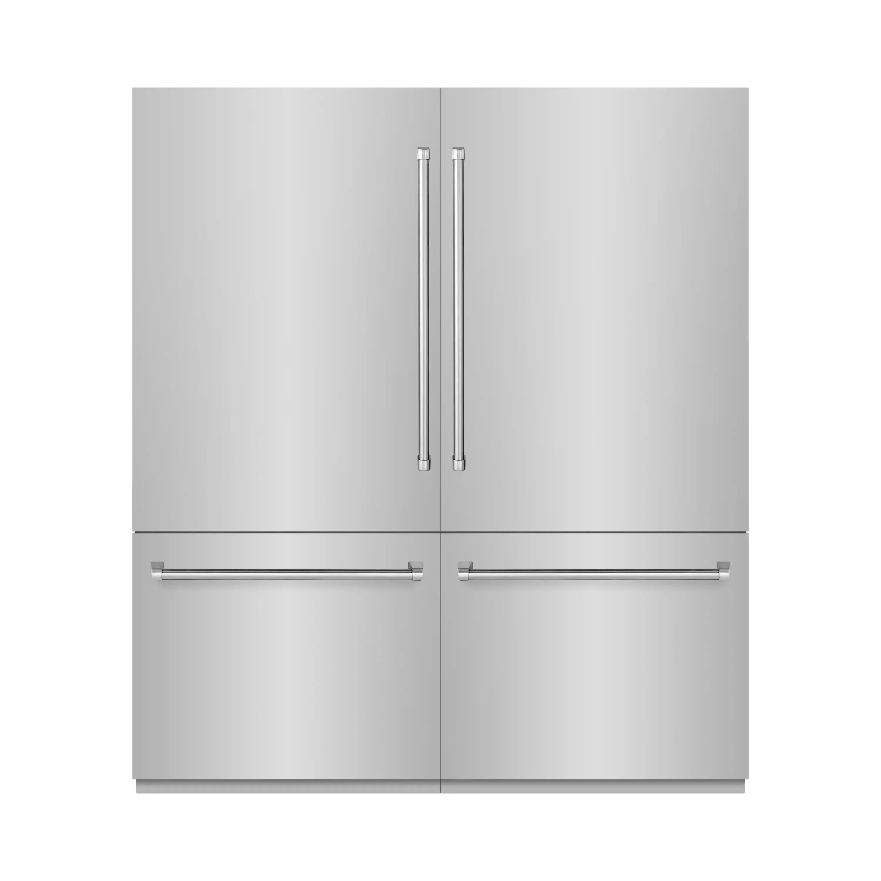 ZLINE 72-Inch 39.6 Cu. Ft. French Door Built-In Bottom Freezer Refrigerator with Water Dispensers and Ice Makers in Stainless Steel with Graphite Gray Interior (GRBIT-304-72)
