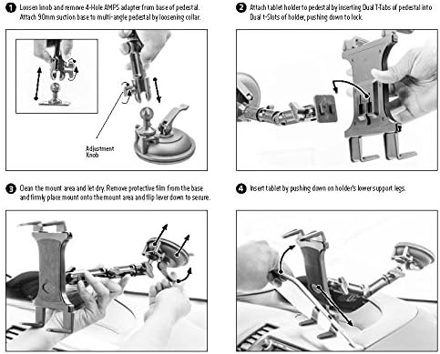ARKON Mounts Heavy Duty Multi-Angle Tablet Suction Mount with 8 inch Arm for iPad Air iPad Pro iPad