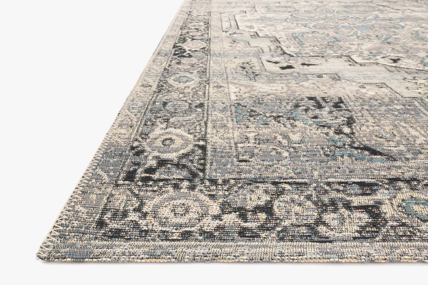 Loloi Mika Collection - Indoor/Outdoor Power Loomed Rug in Grey & Blue (MIK-01)
