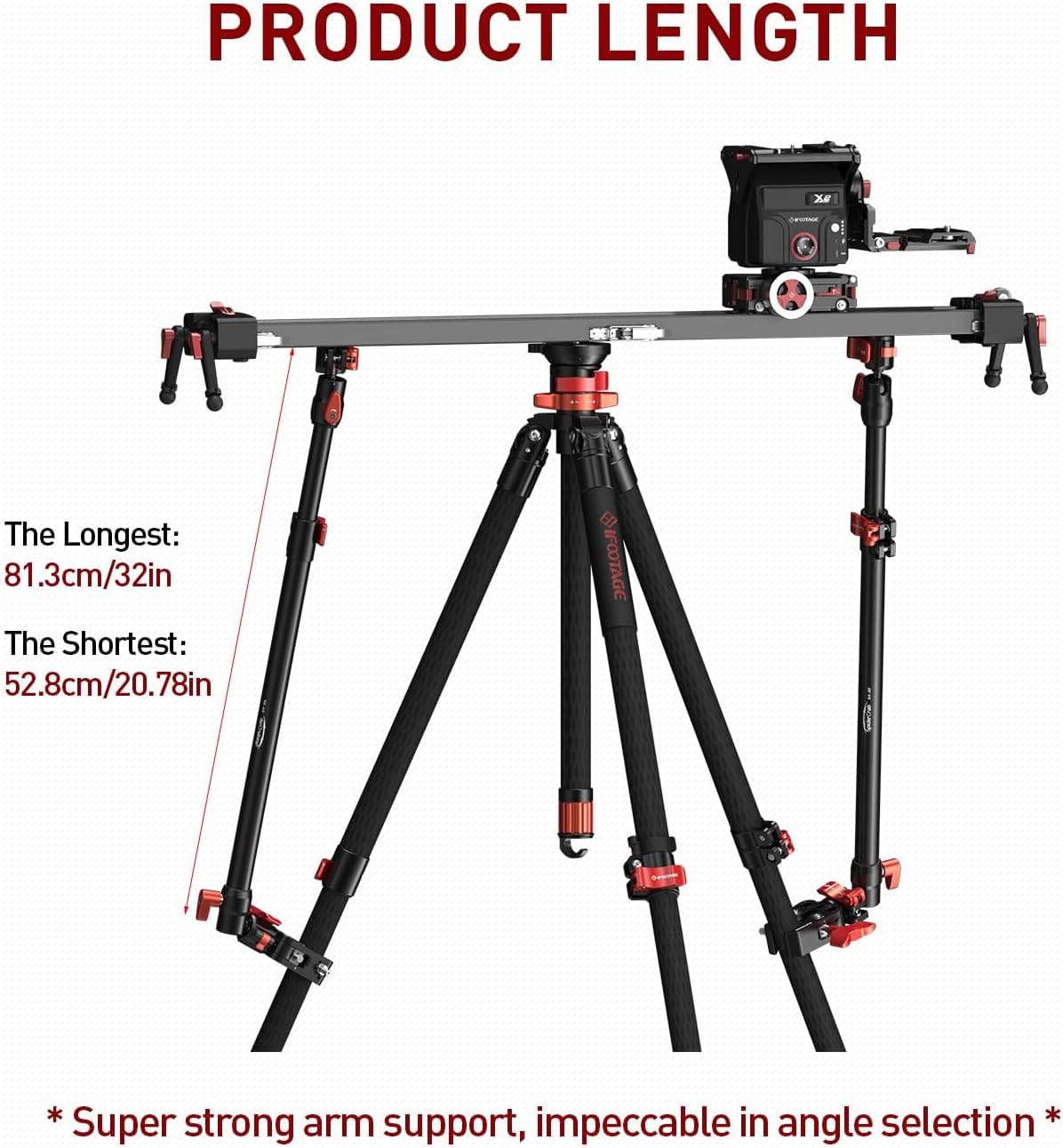 IFOOTAGE Slider Support Arm with Super C Clamp,32inch Large Magic Arm,for Camera Tripod & Monopod,Shark Slider Nano 2,Detachable Structure(One Pcs)
