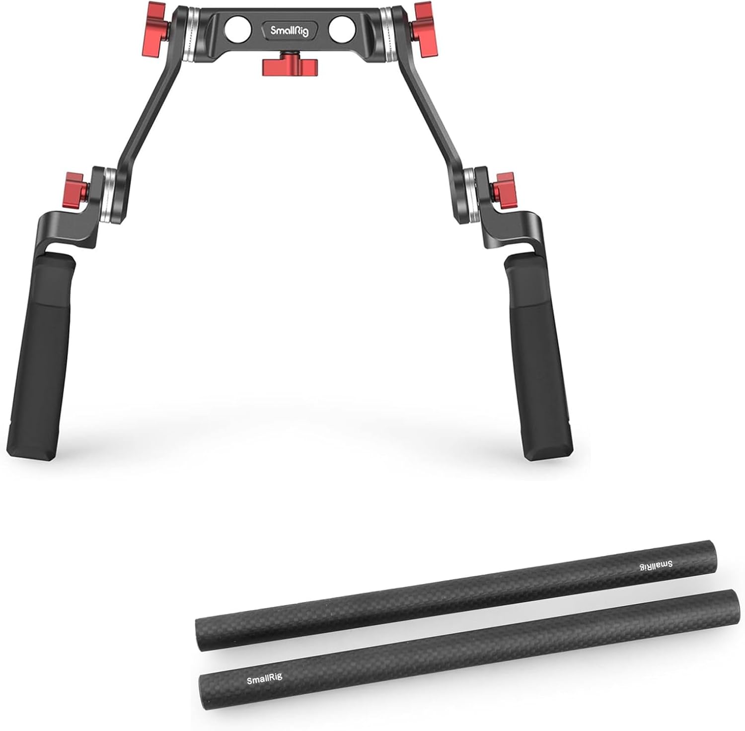 SMALLRIG Rosette Handle Kit with Rosette Extension Arm for Camera Shoulder Rig Support + 15mm Carbon Fiber Rods (9 Inch) for 15mm Rod Rail Support System