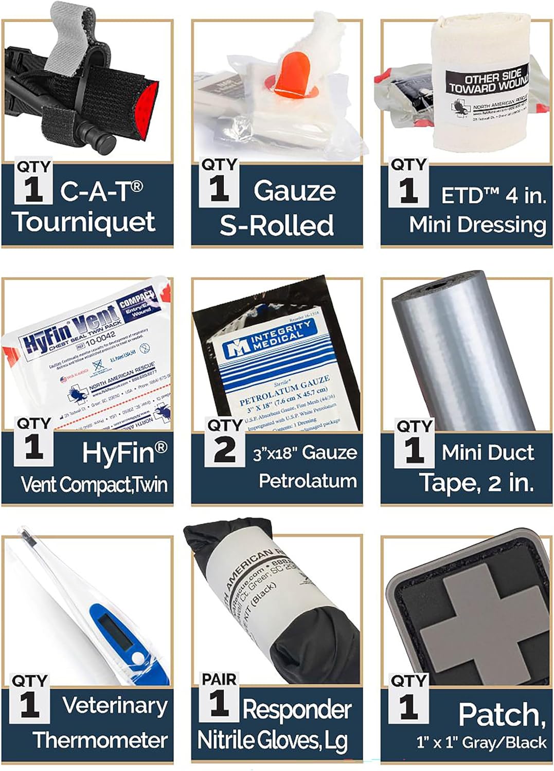 North American Rescue K-9 Handler ROO M-FAK First Aid Kit (Black) NAR K9 MOLLE Mini MFAK Trauma Kit for Dogs with C-A-T Tourniquet, Thermometer, Vented Chest Seals (80-1067)