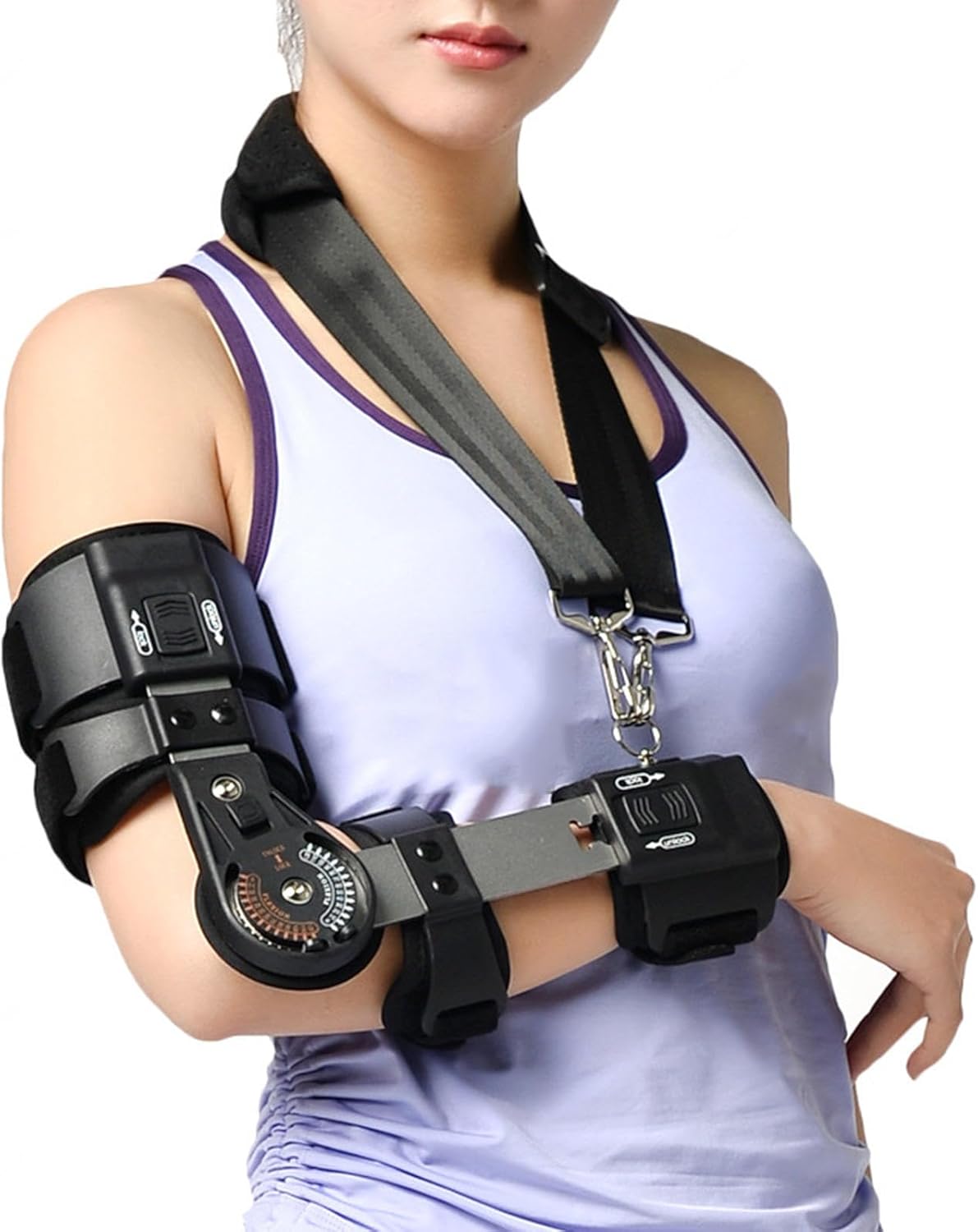 Post Hinged Elbow Brace with Strap Stabilizer Splint Arm Injury Recovery Support After Surgery Orthosis,for Ulnar Nerve Entrapment,Sleeping,Left,Left