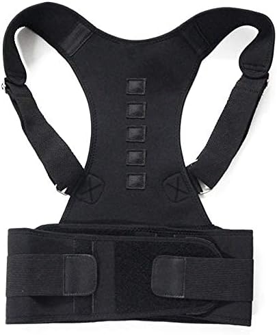 Posture Corrector Adjustable Magnetic Back Posture Corrector Back Belt Lumbar Support Shoulder Back Brace Support Correct Posture Corset Unisex Back Brace (Color : Black, Size : XL)