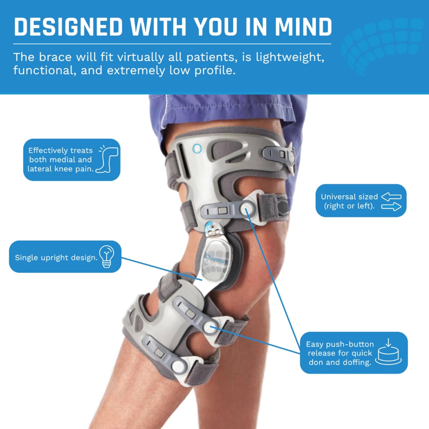 Ovation Medical Game Changer Unloader Knee Brace - Lightweight, Low Profile OA Knee Brace for Arthritis Pain and Support - Premium Knee Support for Medial and Lateral Knee Pain (Left)