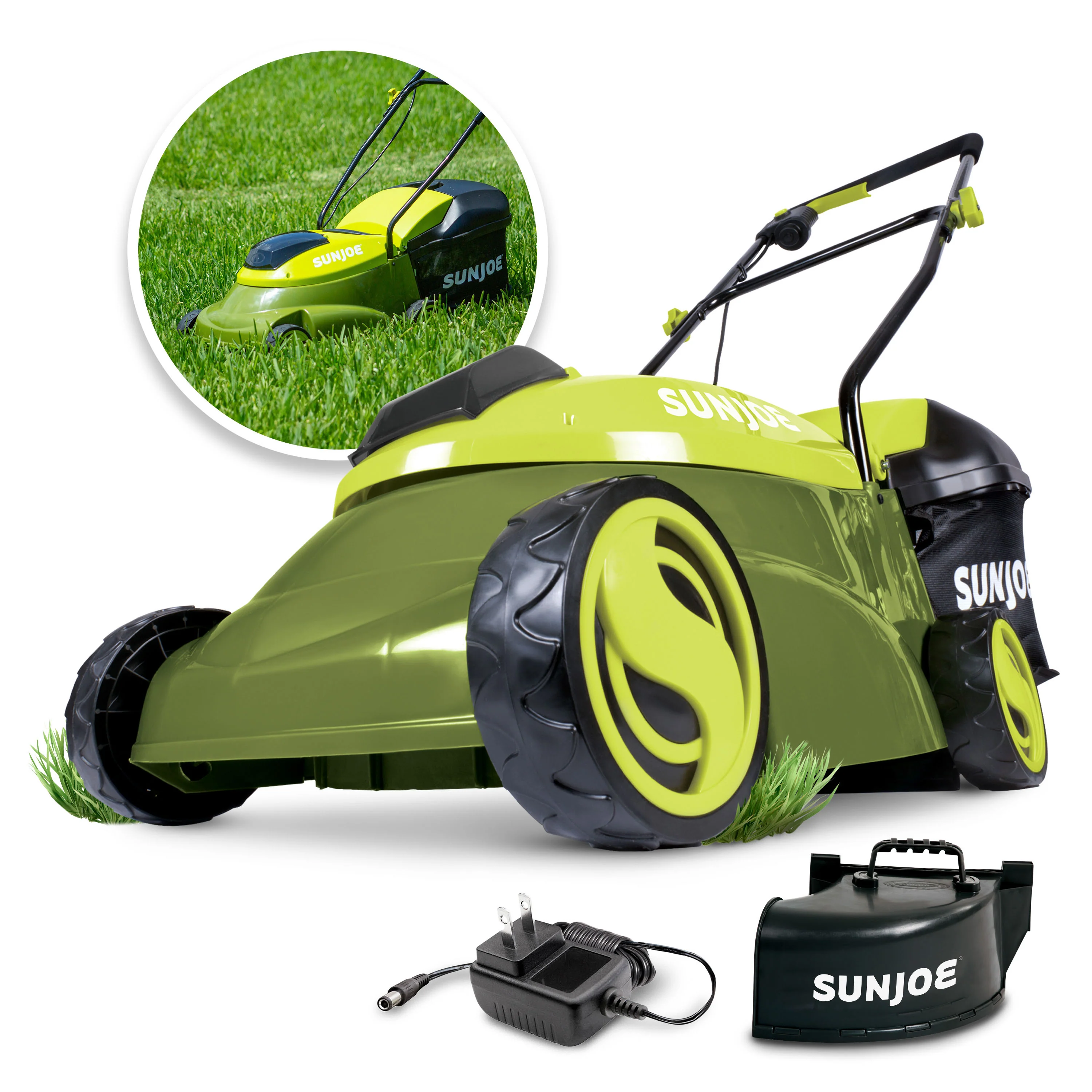 Sun Joe MJ401C-PRO Cordless Push Lawn Mower | 14-in | 28 Volt | Discharge Chute