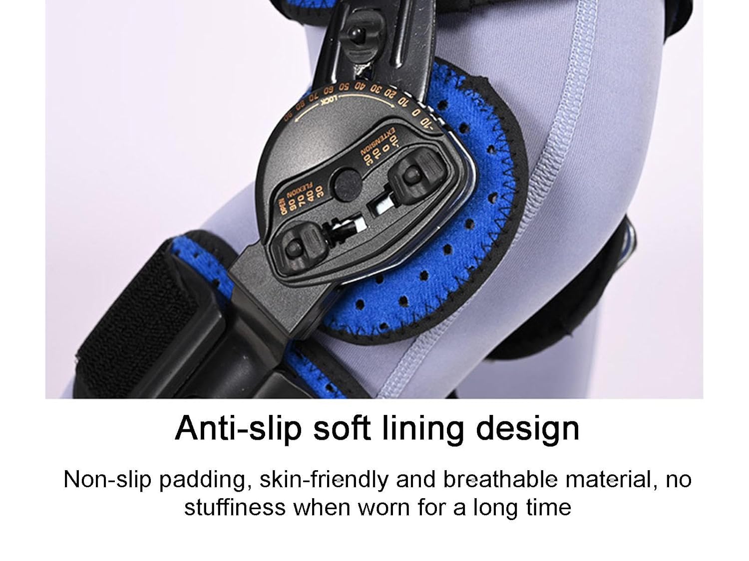 Adjustable Post-Operative Knee Brace Knee Immobilizer, Hinged Rom Knee Brace for Men Women, Knee Fixed Brace Bracket for Meniscus Ligament Injury, With Strap, Black