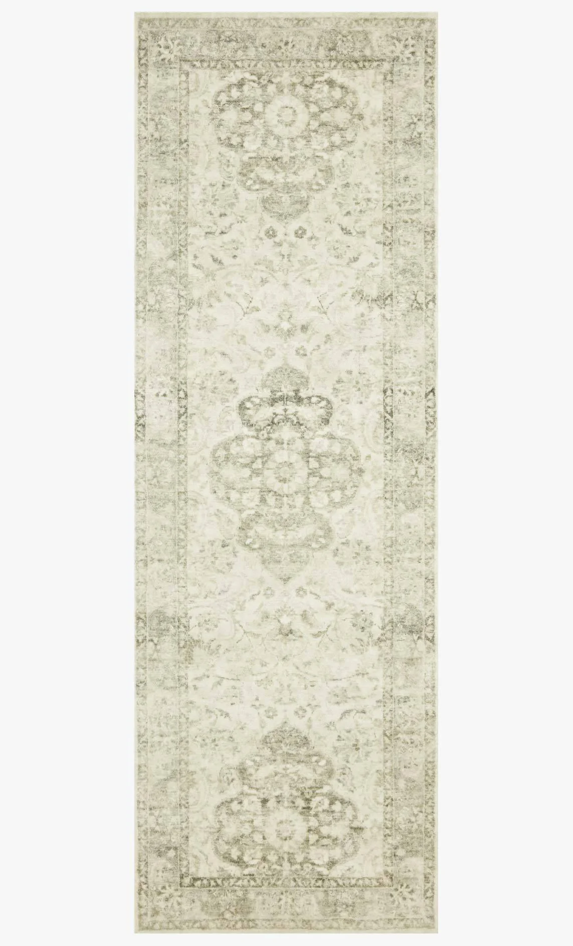 Loloi II Rosette Collection - Traditional Power Loomed Rug in Ivory & Silver (ROS-02)