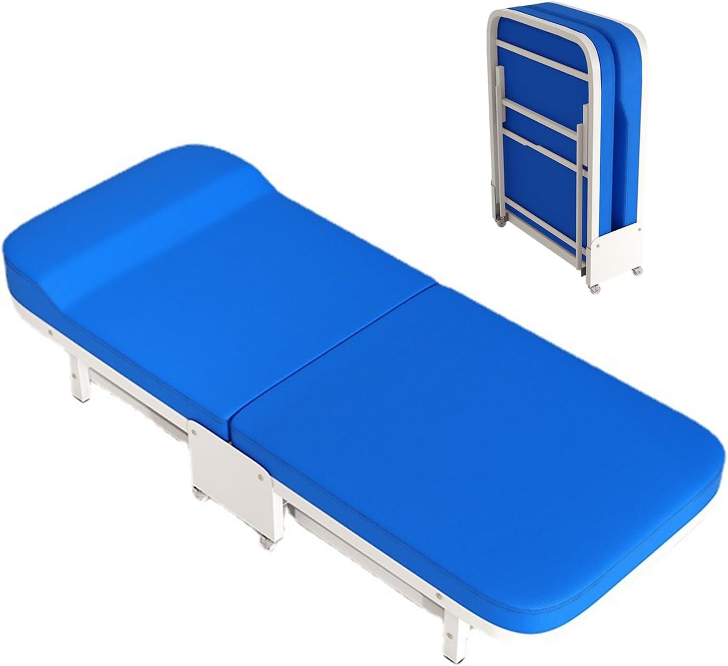 Portable Folding Bed for Adults - Heavy-Duty Metal Hospital Bed, Multi-Functional & Mobile with Universal Wheels, Ideal for Home & Medical Use (188x65x25cm)
