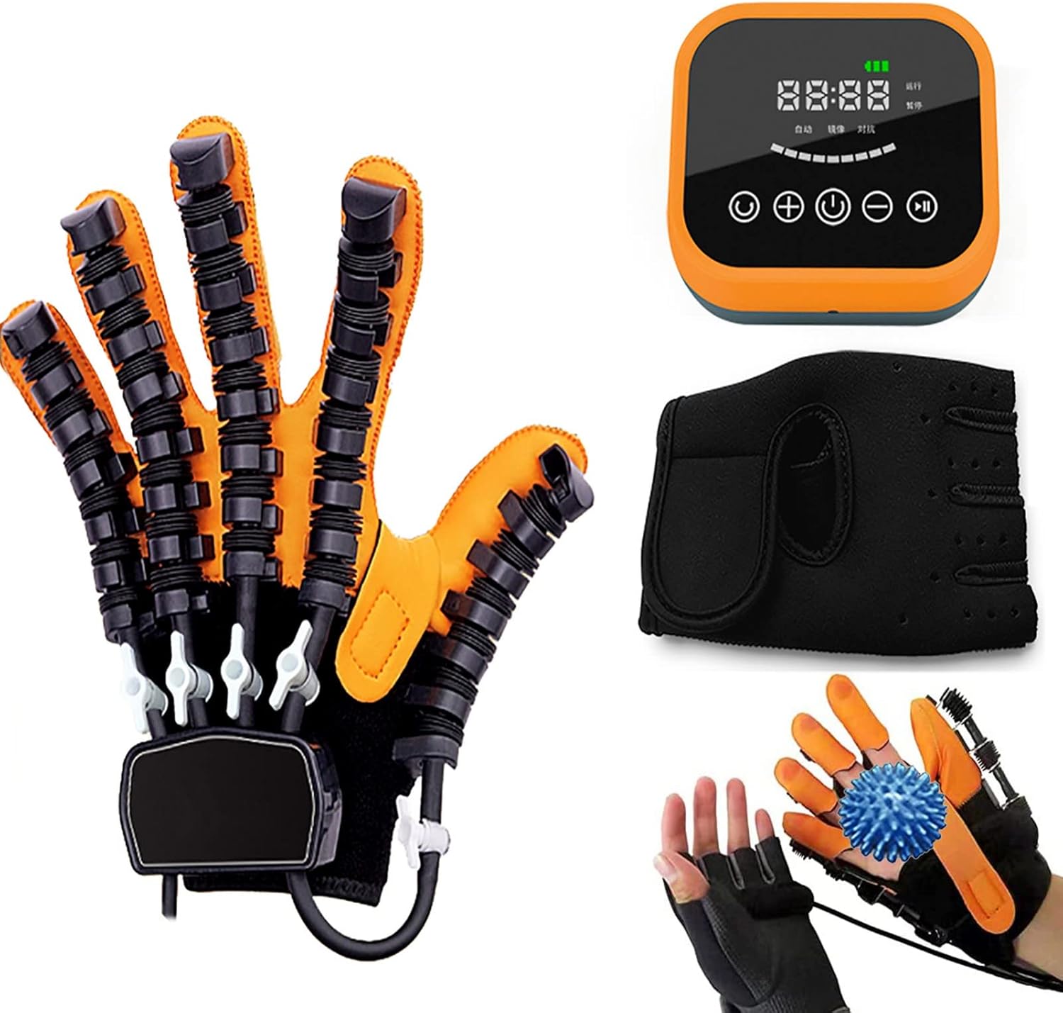 Rehabilitation Robot Gloves, Smart Chargeable Finger Training Rehab Orthotics Rehabilitation Gloves for Stroke Patients with Hemiplegia