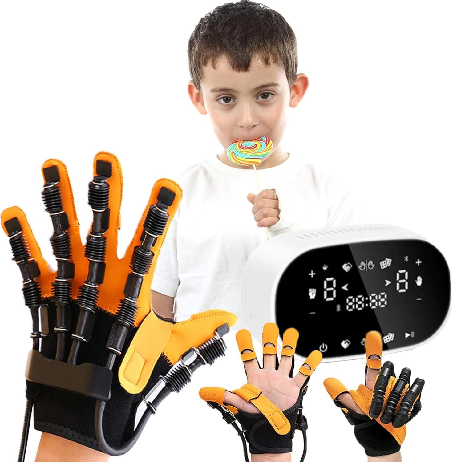 Household Hand Rehabilitation Robot,Finger Trainer for Hands,Rehabilitation Robot Glove,Rehab Orthoses Stroke Hand Splint Assistive Gloves
