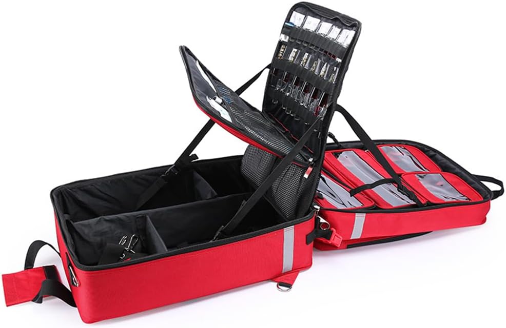 Emergency Treatment Backpack Large Capacity, Medical Bag with Detachable Trolley, Professional First Aid Kits Storage with Tie Rod, for Doctors, Paramedics