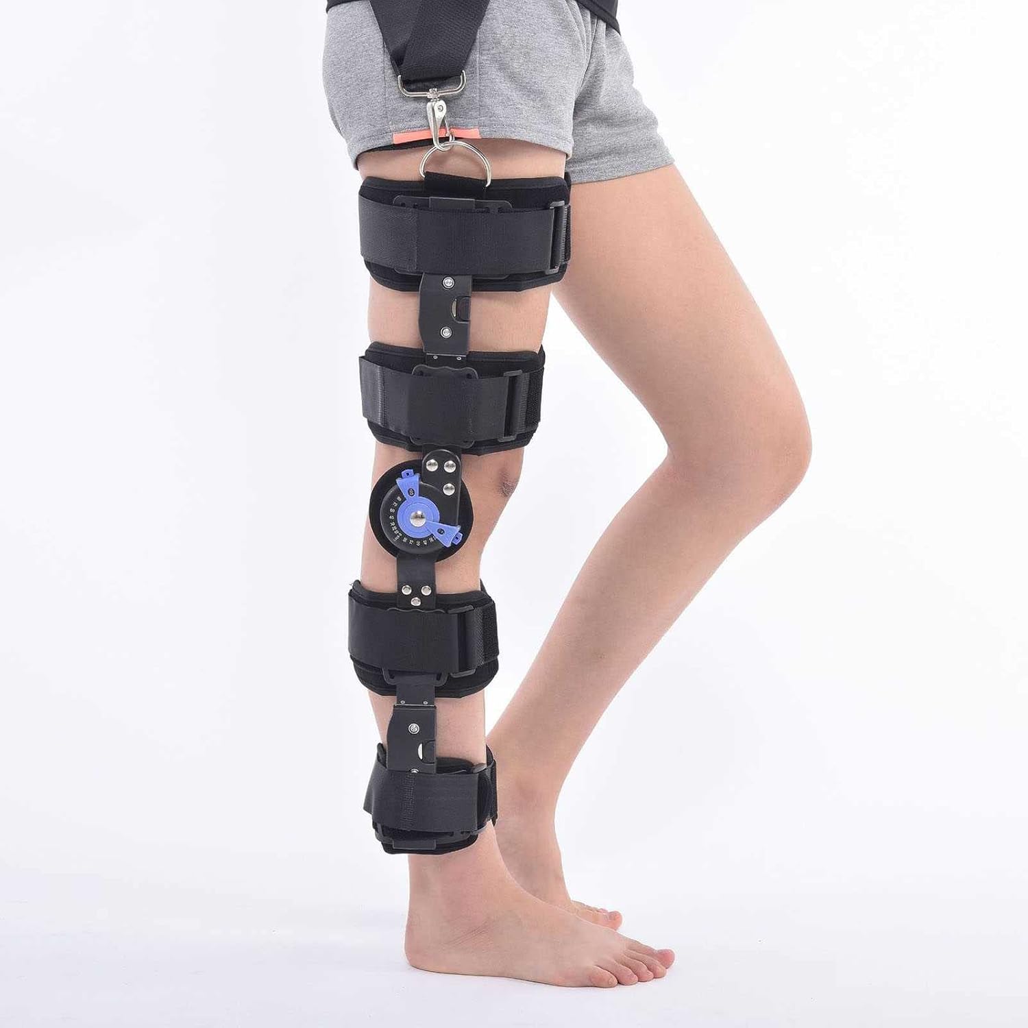 Hinged Knee Brace,Adjustable Knee Immobilizer Brace,Post Op Orthopedic Patella Knee Brace Acl MCL Pcl Injury Knee Immobilizer Brace Support Orthosis (B-One Size
