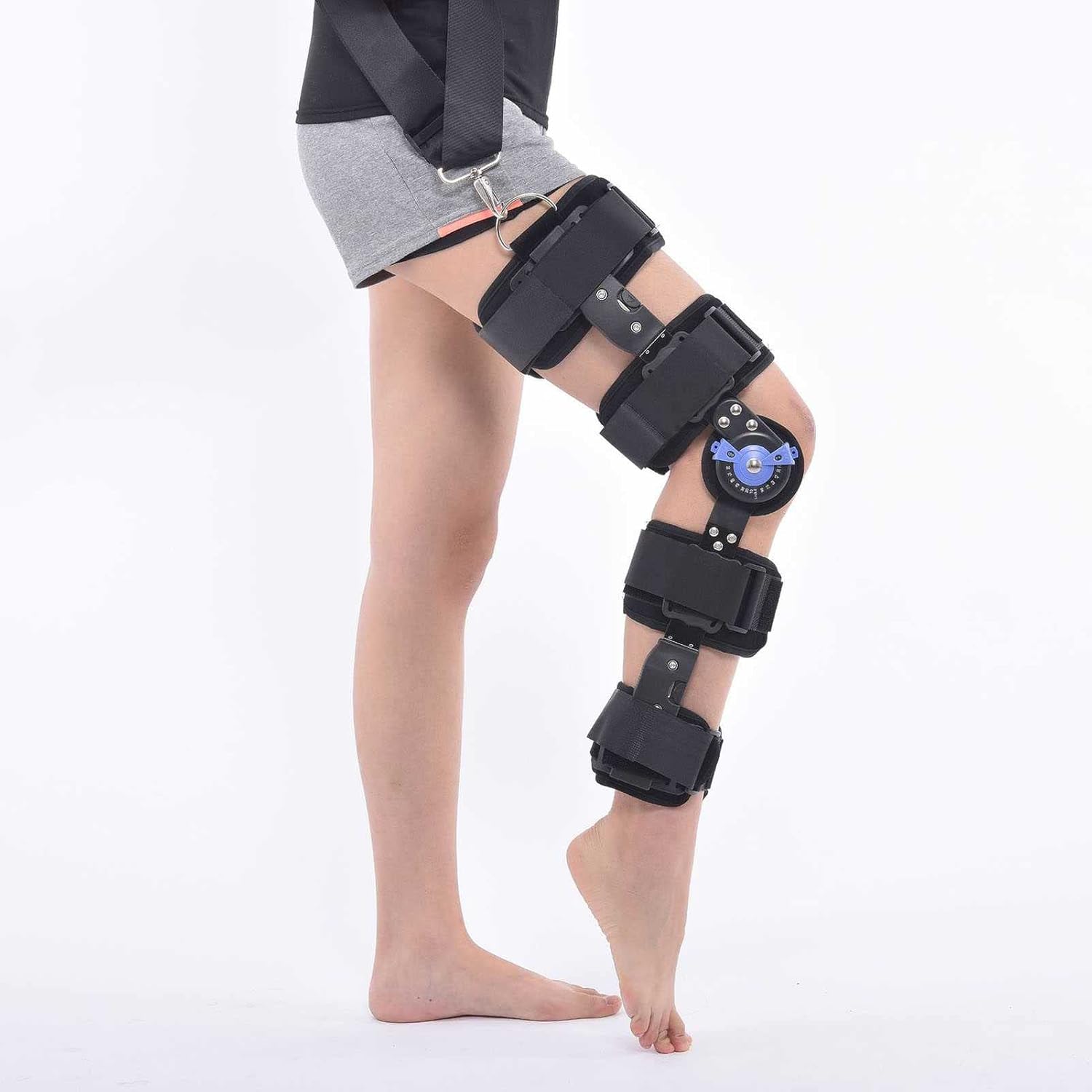 Hinged Knee Brace,Adjustable Knee Immobilizer Brace,Post Op Orthopedic Patella Knee Brace Acl MCL Pcl Injury Knee Immobilizer Brace Support Orthosis (B-One Size