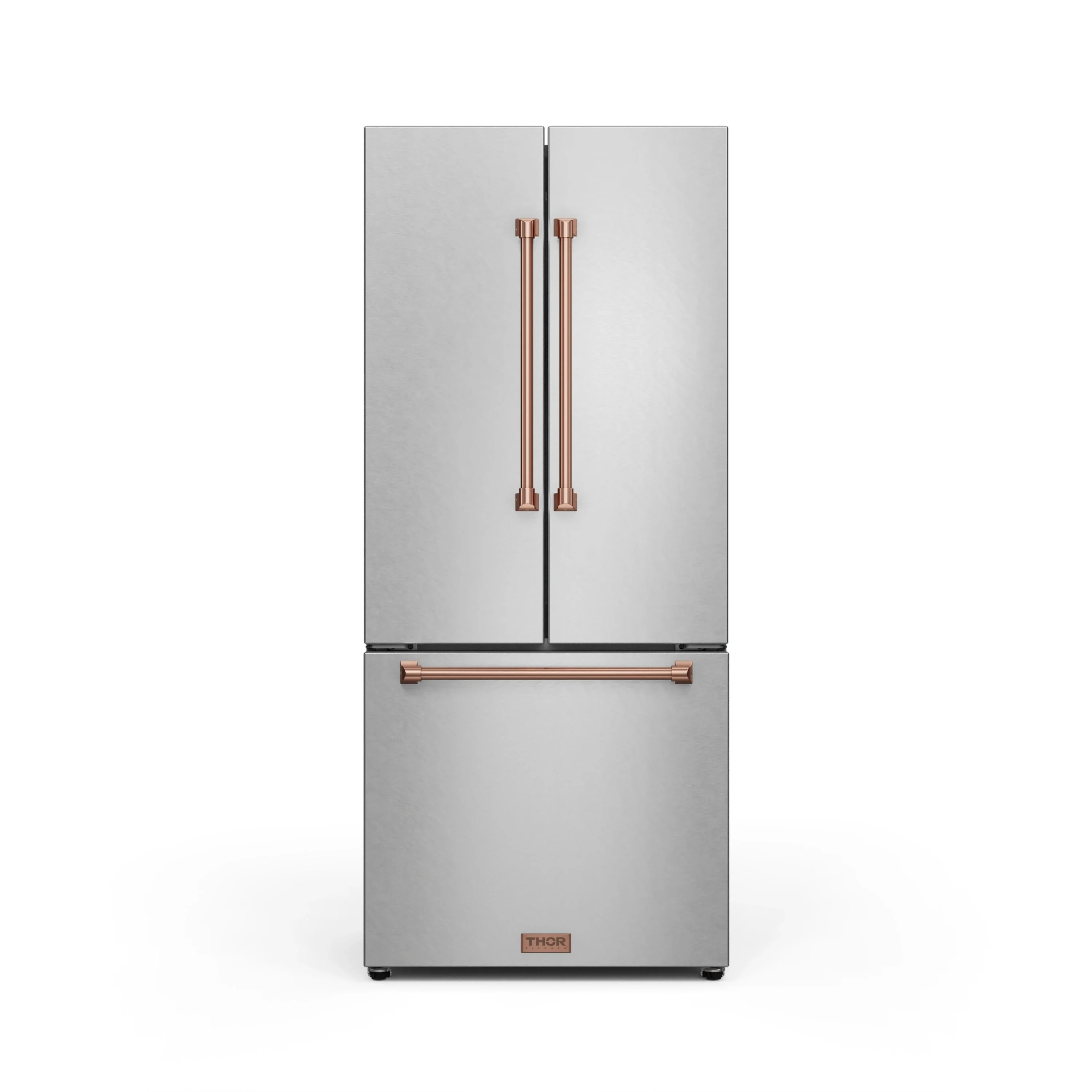 Gordon Ramsay by Thor Kitchen 30-Inch 17.5 cu ft French Door Counter Depth Refrigerator with Ice Maker in Stainless Steel with Rose Gold Trim  (RF3017FFD99-RSG)
