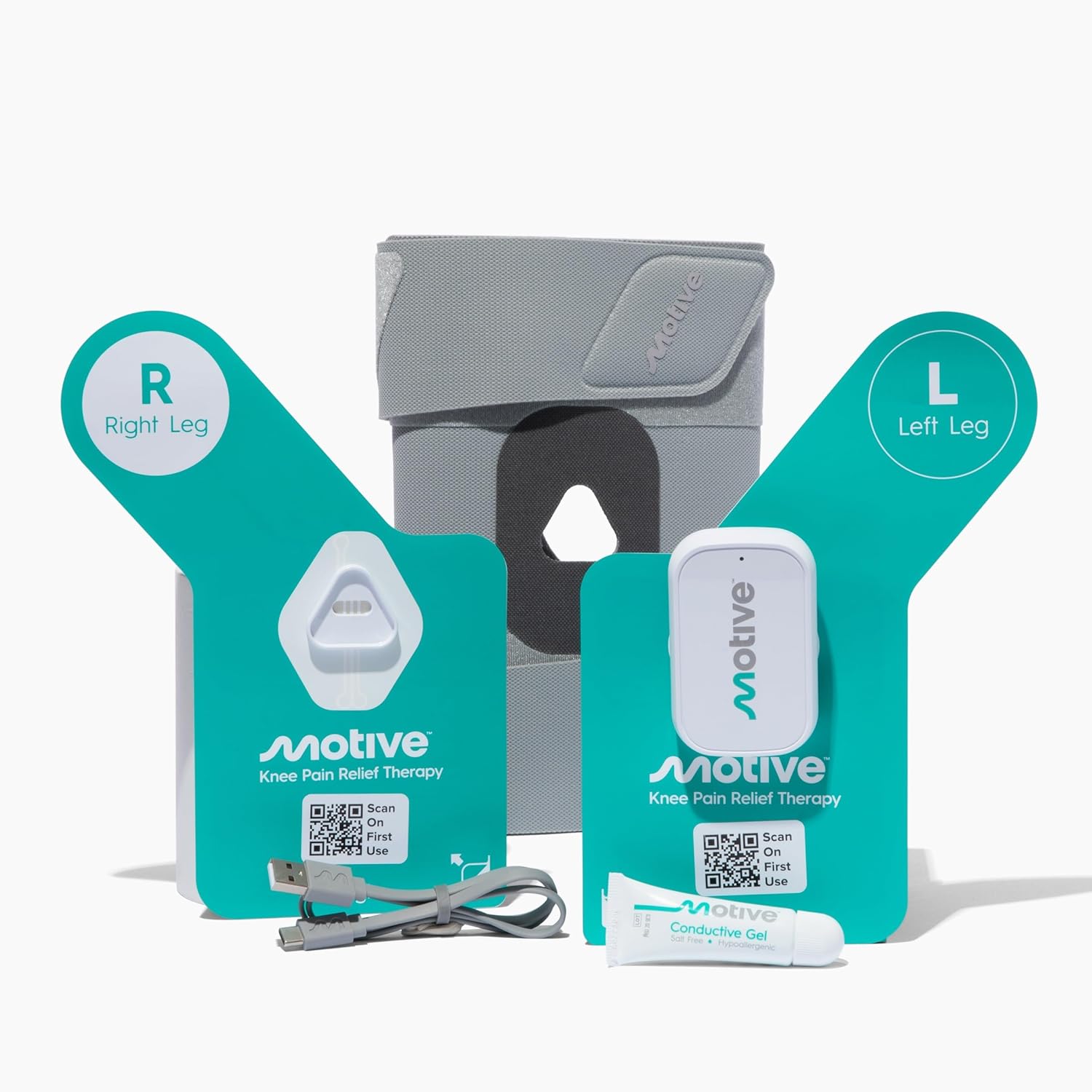 Motive Knee FDA Cleared NMES Knee Pain Relief Device for Quadriceps Strengthening, App-Controlled Knee Therapy Machine for at-Home Motive Knee Pain Therapy