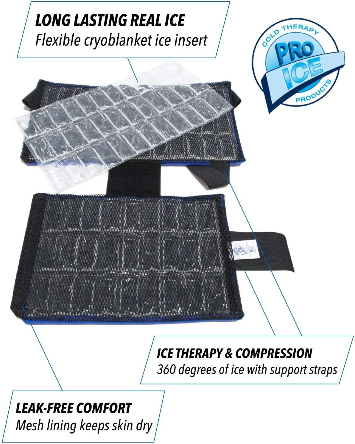 Pro Ice Shoulder Ice Pack Wrap - Elbow Ice Pack Wrap, Shoulder Ice Pack Wrap Rotator Cuff Cold Therapy + Ice Pack Inserts PI 200 & PI-201