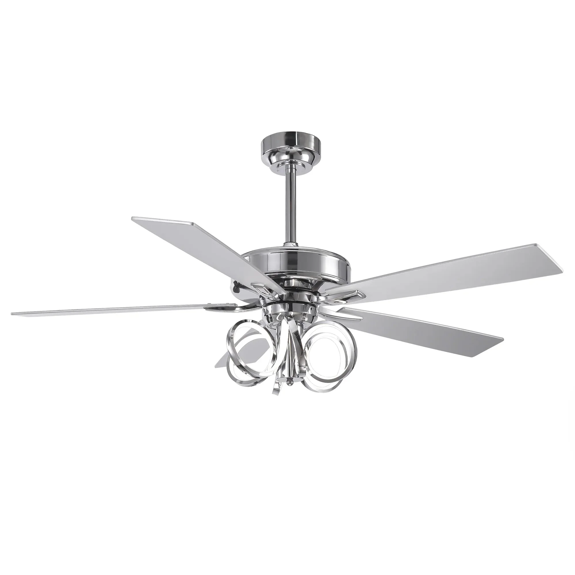 Parrot Uncle 52-Inch Levi Double-Sided Blades in Downrod Mount LED Ceiling Fan with Remote Control