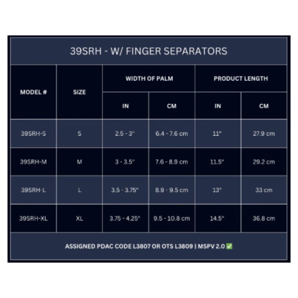 39SRH-M-L Resting Hand Orthosis with Finger Separators, Left, Medium