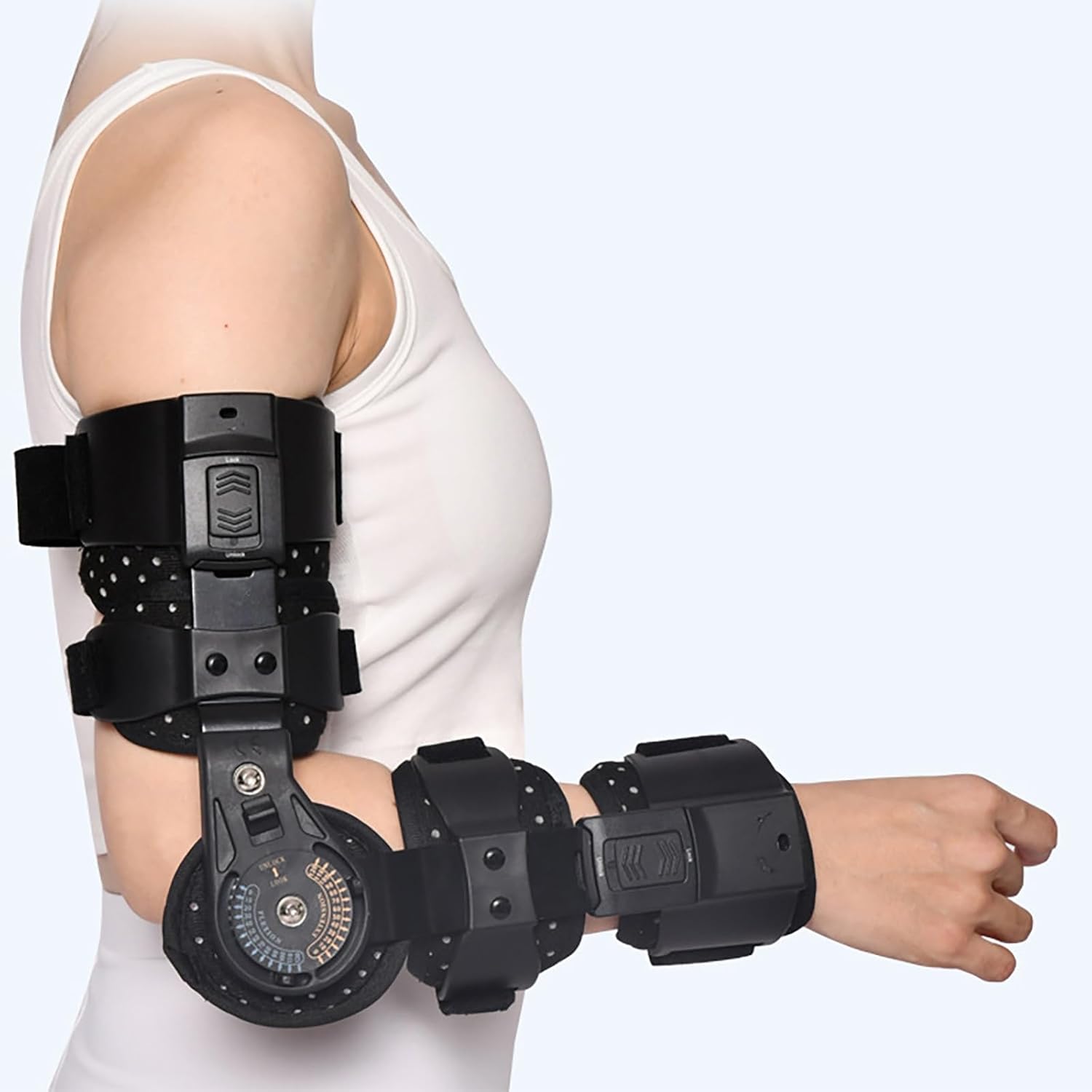 Hinged Post-surgical Elbow Sleeve Stabiliser Splint Adjustable Arm Injury Recovery Support Rom for Post-surgical Fracture Rehabilitation Elbow Sleeve (Color : Left arm)