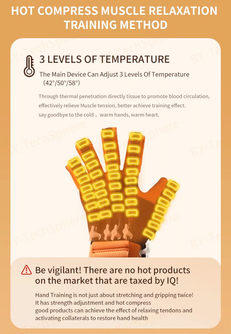 Heated Therapy Stroke Hand and Finger Rehabilitation Gloves, for Hand Function Recovery, Robotic Glove for Cerebral Palsy, Spasticity, Heated Finger Rehabilitation Robot Glove.
