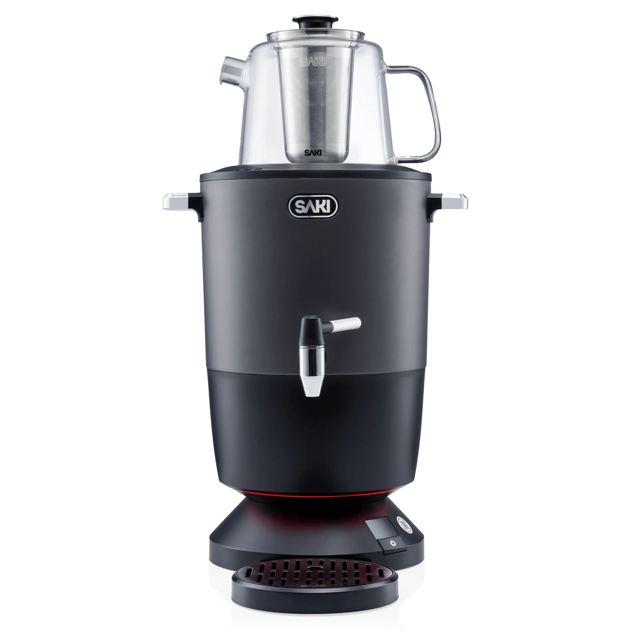 SAKI Chaiovar Electric Samovar - 4L Stainless Steel Electric Tea Maker, Temperature Display, Large Ceramic Teapot, Boil Dry & Auto Shut Off, Best for Persian, Russian, and Turkish Tea