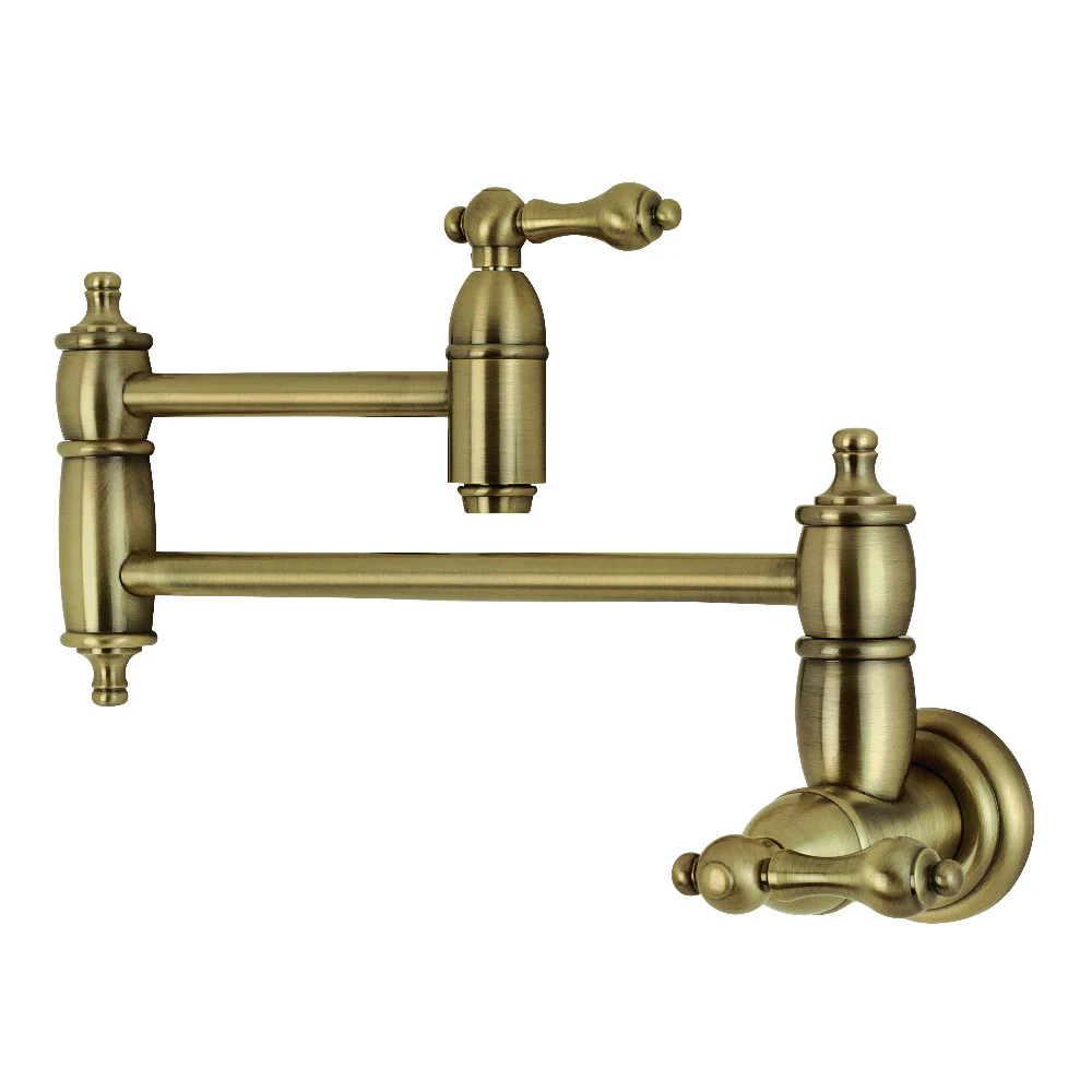 Kingston Brass Restoration Wall Mount Pot Filler Faucet, Antique Brass (KS3103AL)