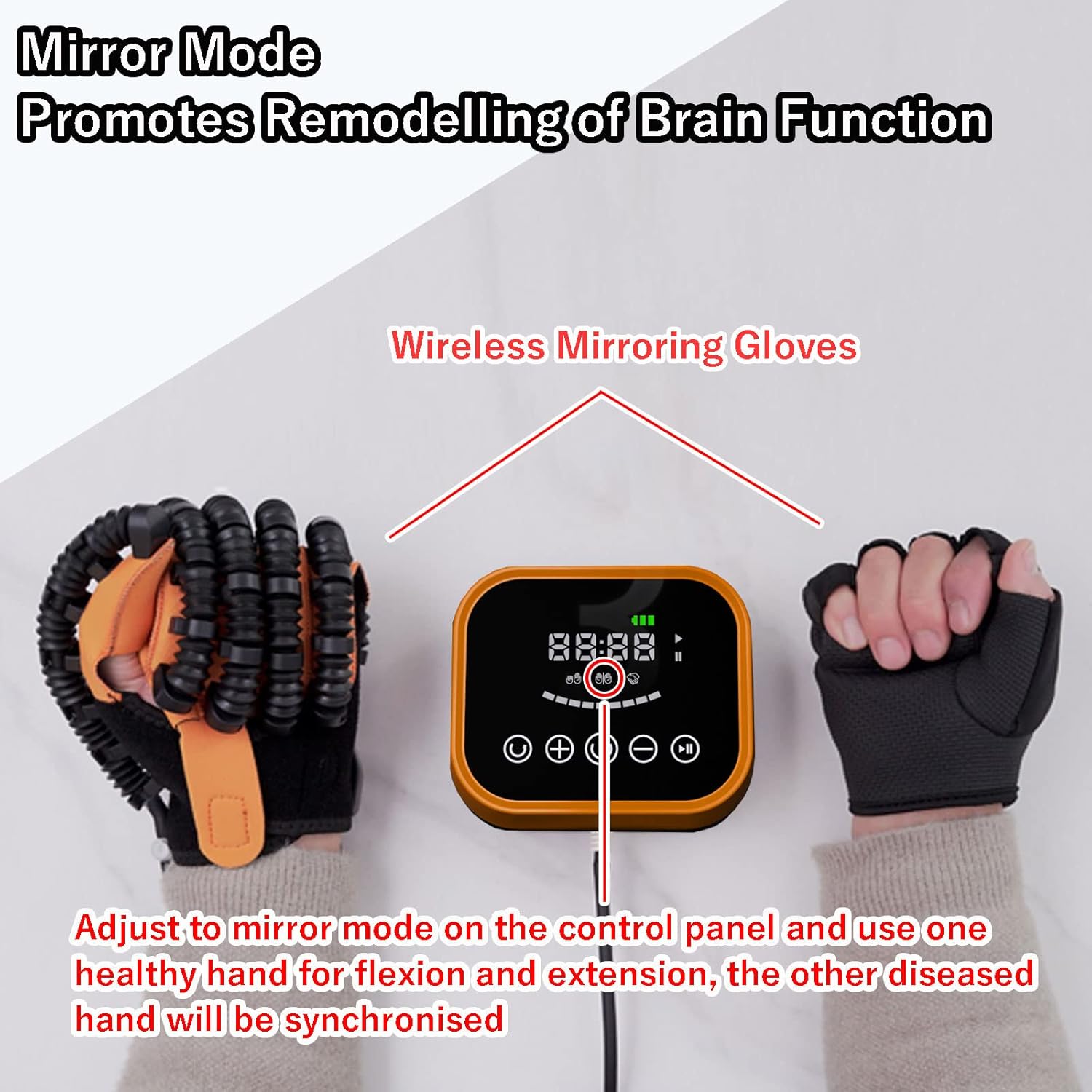 Rehabilitation Robot Glove, Rehabilitation Training Gloves, Finger Training, Finger Orthosis, Functional Hand Splint for Long-Term Relief(Size:XL-Right,Color:Orange)