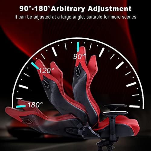 Gaming Chair Ergonomic Gaming Table Chairs Pu Leather Office Desk Chair with 4D Armrests, Height Adjustable, 180O Reclining Backrest, Comfortable Lumbar Support and Headr,Red