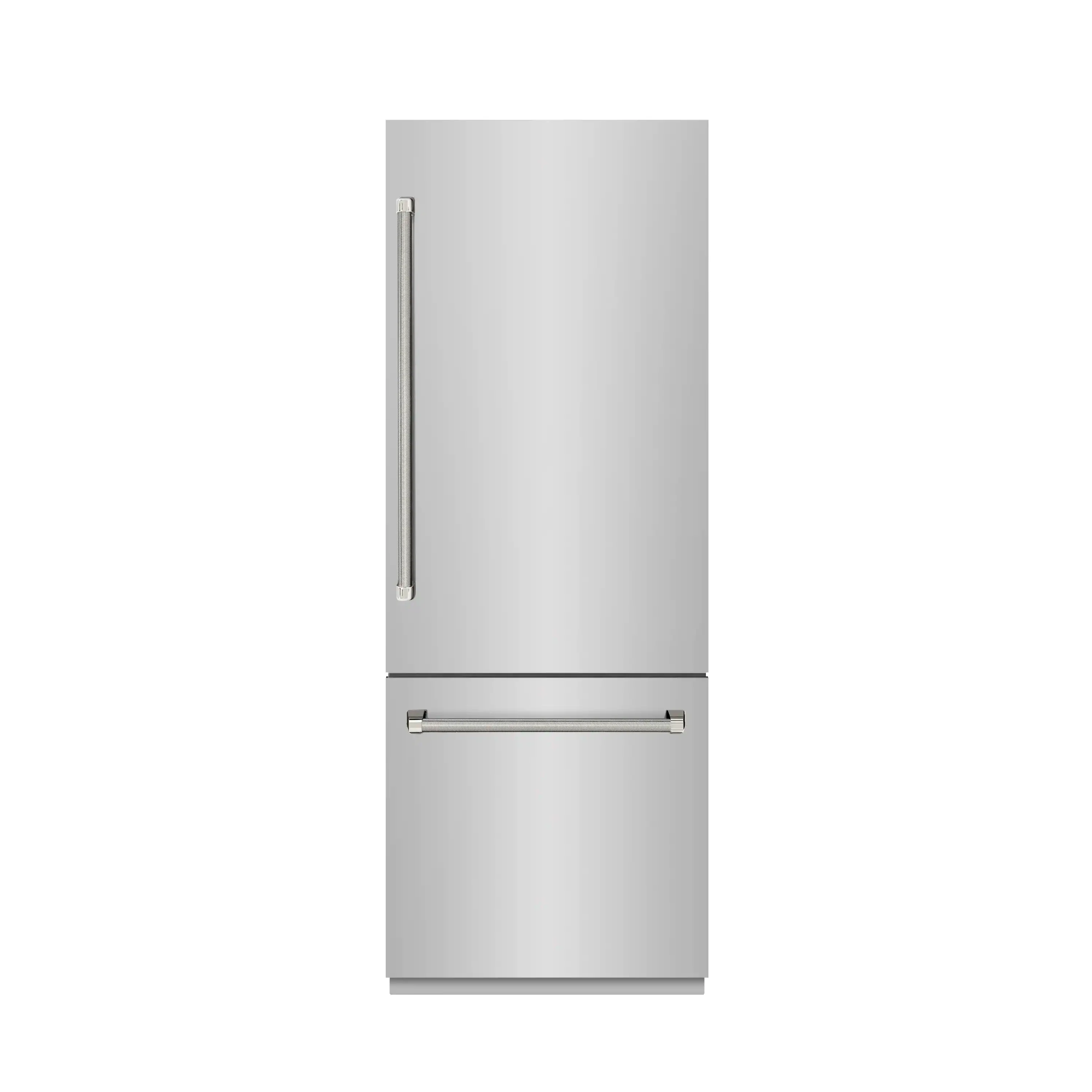 ZLINE Autograph 30-Inch Built-In Refrigerator w/ Gray Interior and Polished Nickel Helix Handles (GRBIVZ-30430KPN)
