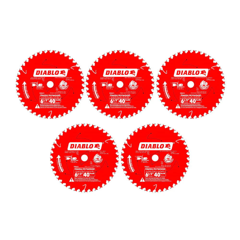 Diablo 6-1/2 inch x 40-Tooth ATB Precision Finishing Saw Blade (5-Pack)