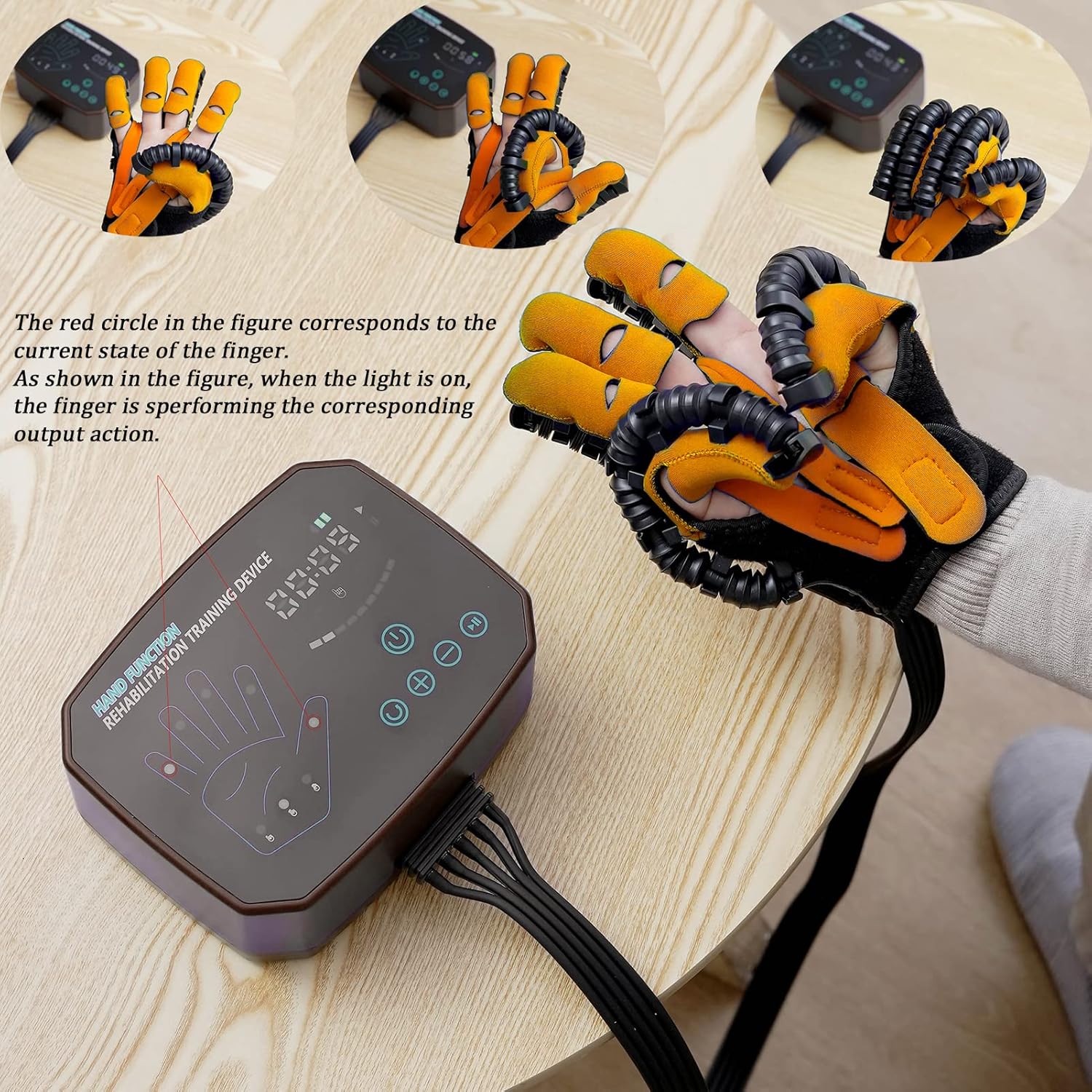 Rehabilitation Robot Gloves Stroke Hemiplegia Finger Trainer Stroke Hand Splint Finger Orthosis Assistive Training Equipment Minimize Spasticity(Size:Right L,Color:Orange-B)