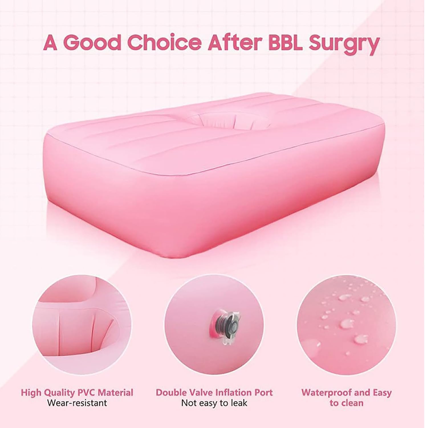 Inflatable BBL Mattress After Surgery, BBL Bed Pillow After Surgery for Butt, Brazilian Butt Lift Recovery Bed with Hole for Sleeping After Butt Surgery Recovery
