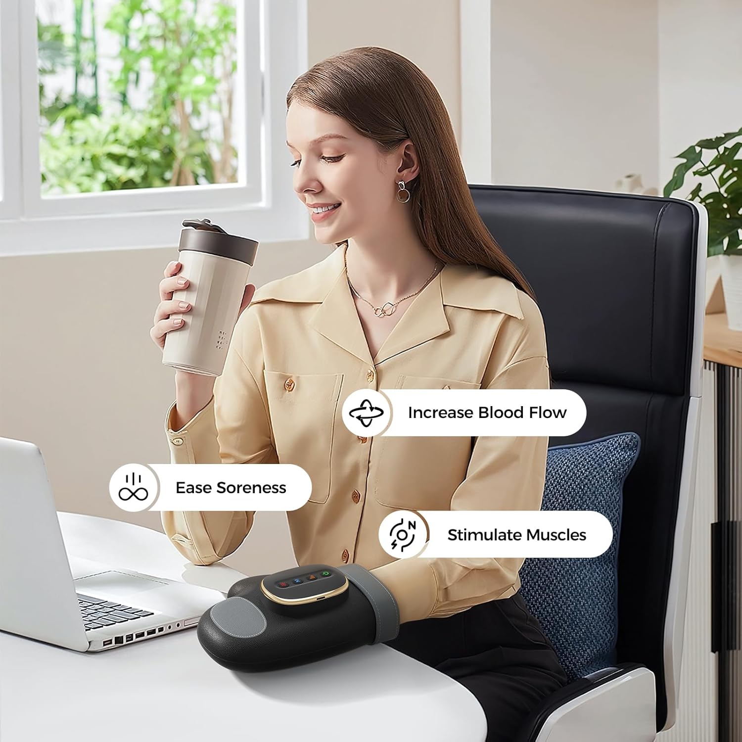 WUX Hand Massager with Heat Compression Relief, 3 Massage 4 Temperatures 5 Compression Models Therapy Glove, Arthritis & Wrist Carpal Tunnel Muscles Pressure Point Therapy, Ideal Gifts for Women/Men