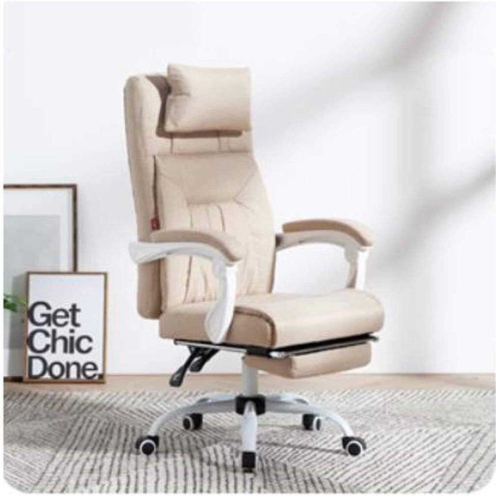 Executive Swivel Adjustable Swivel Office Desk Chair with Armrests Lumbar Support Desk Ergonomic Chair Burlap Boss Chair Office Chair Backrest Reclining Fabric Rotating Cha,Beige